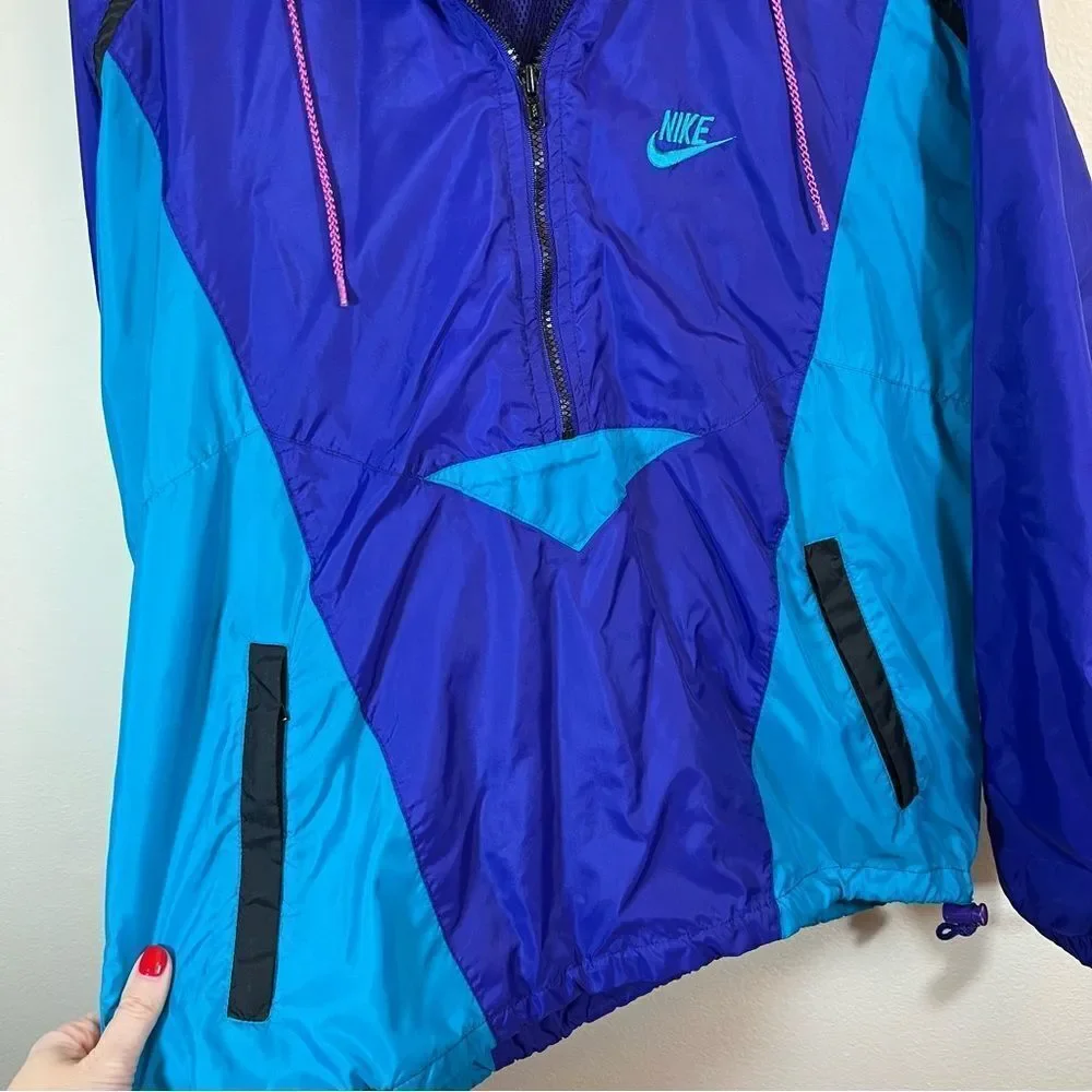 Vintage Nike Windbreaker Purple Blue Medium Gray Tag‎
